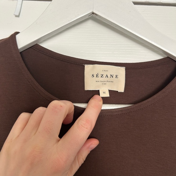 Sezane Phillipa Dress in Tonka Size M Brown Cinched Bodycon Dress - Picture 6 of 10